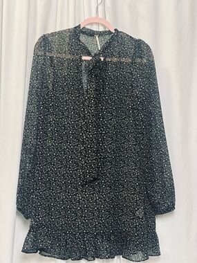 Free People  Black Retro Shift Dress